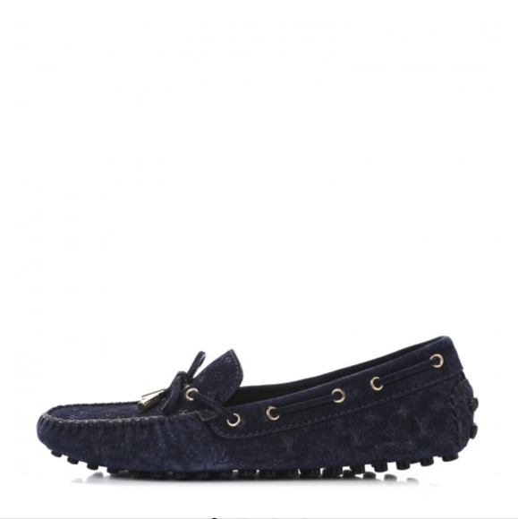 Louis Vuitton Suede Monogram Gloria Loafers 38 Marine - Picture 1 of 4